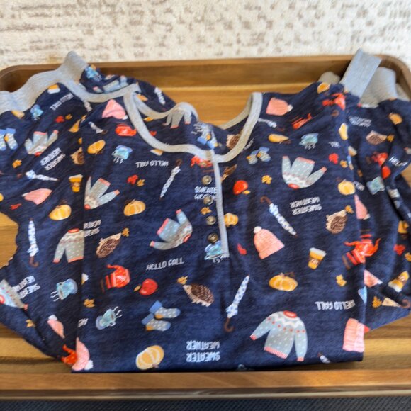 Women's Cuddl Dud PJs Set (Navy Blue) TL - Picture 4 of 4